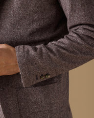 Lanificio Ermenegildo Zegna CASHTWEED Dusty Pink & Dark Brown Silk, Wool & Cashmere Glencheck with White Slubs