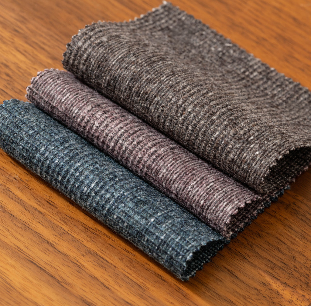 Lanificio Ermenegildo Zegna CASHTWEED Dusty Pink & Dark Brown Silk, Wool & Cashmere Glencheck with White Slubs