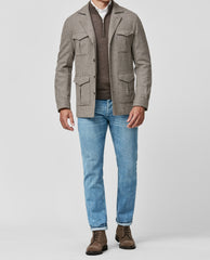 Bottoli Oatmeal & Brown Houndstooth Open Basketweave Merino Wool & Cashmere