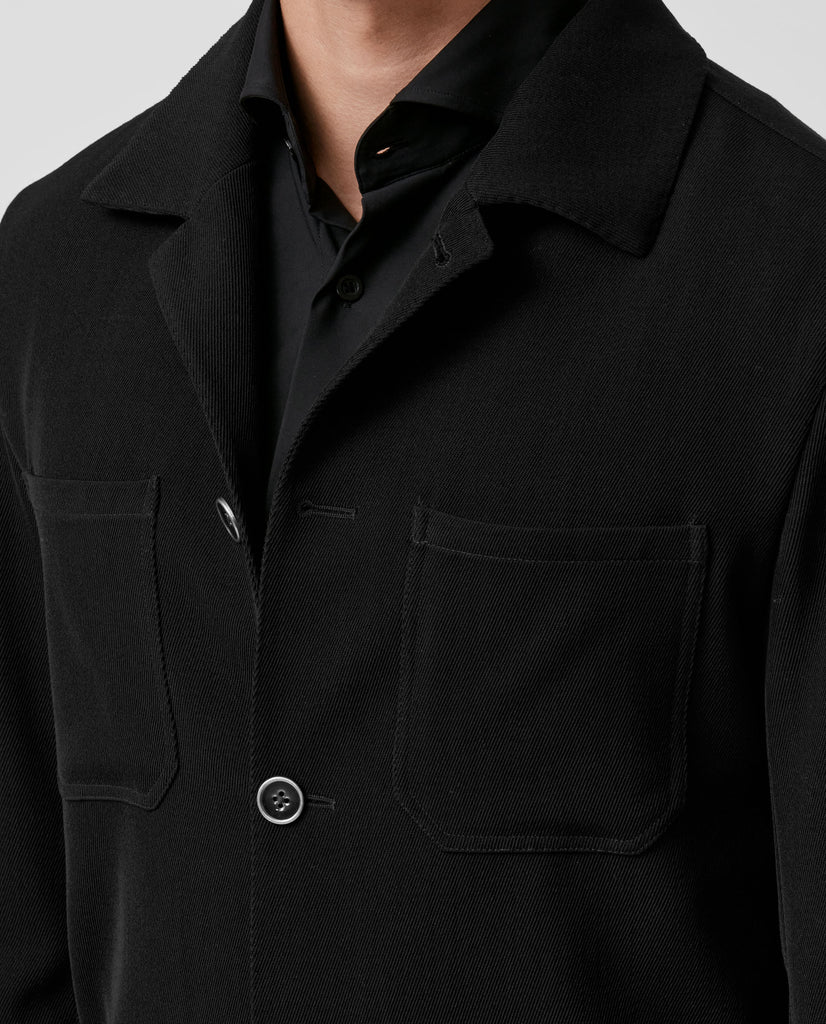 Paulo Oliveira Black Stretch Wool Blend Twill
