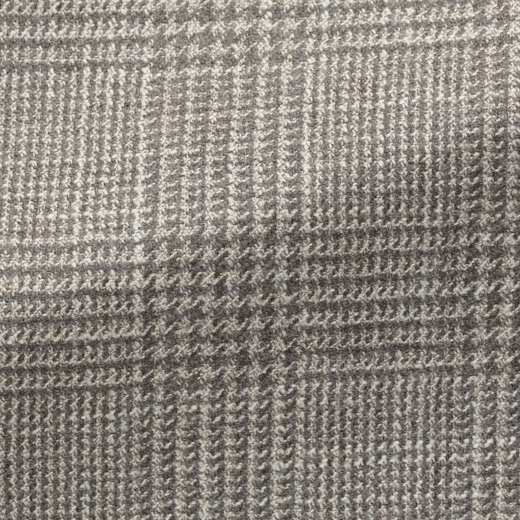 Loro Piana SILK AIR Sand & Grey Wool, Silk & Cashmere with Glencheck