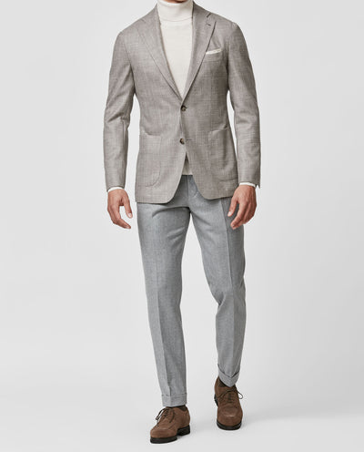 SILK AIR Sand & Grey Wool, Silk & Cashmere with Glencheck