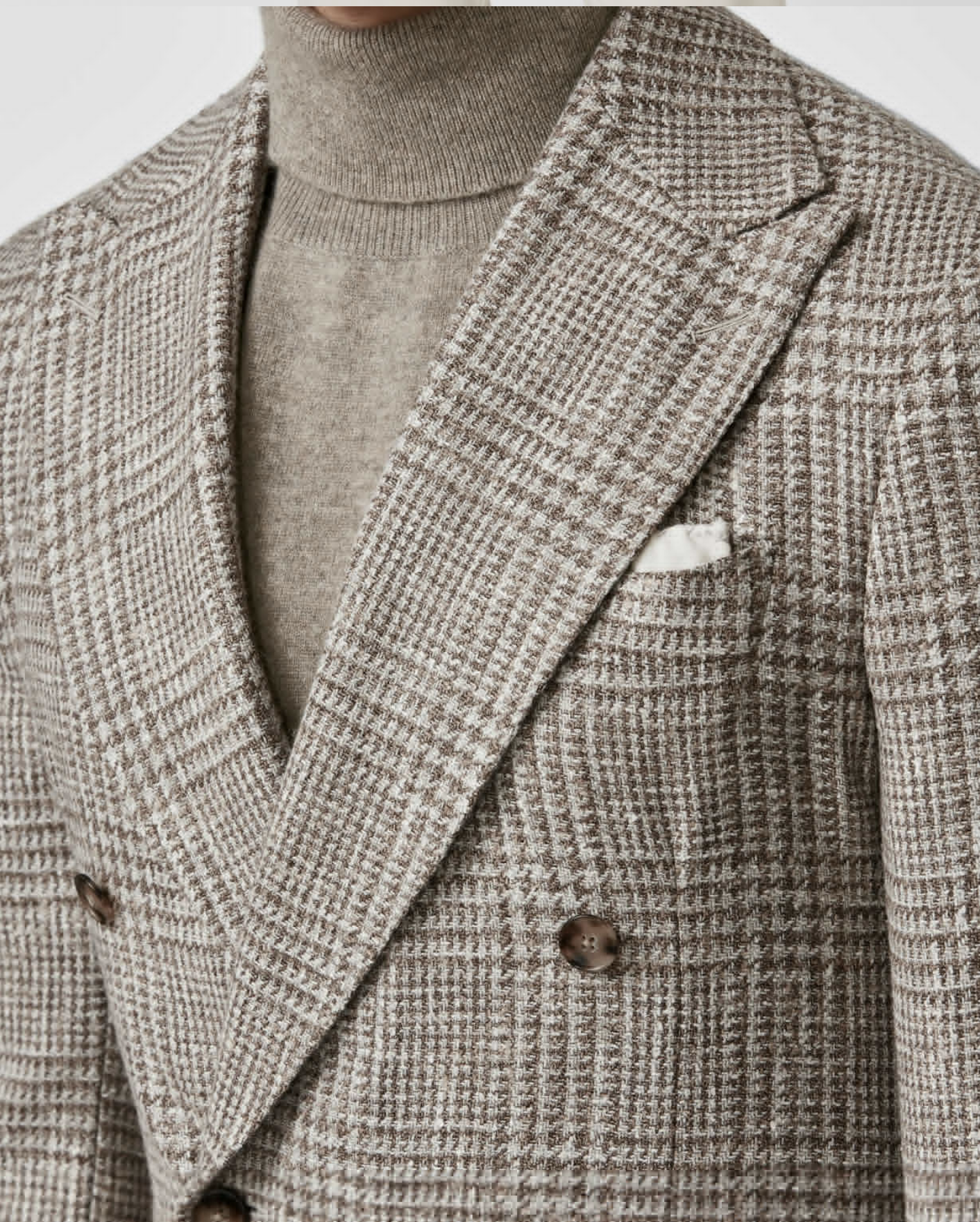 Ferla Mixed Brown Merino Wool, Baby Alpaca, Silk & Linen with Glencheck