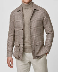 Cerruti Beige & Brown Wool & Silk with Glencheck