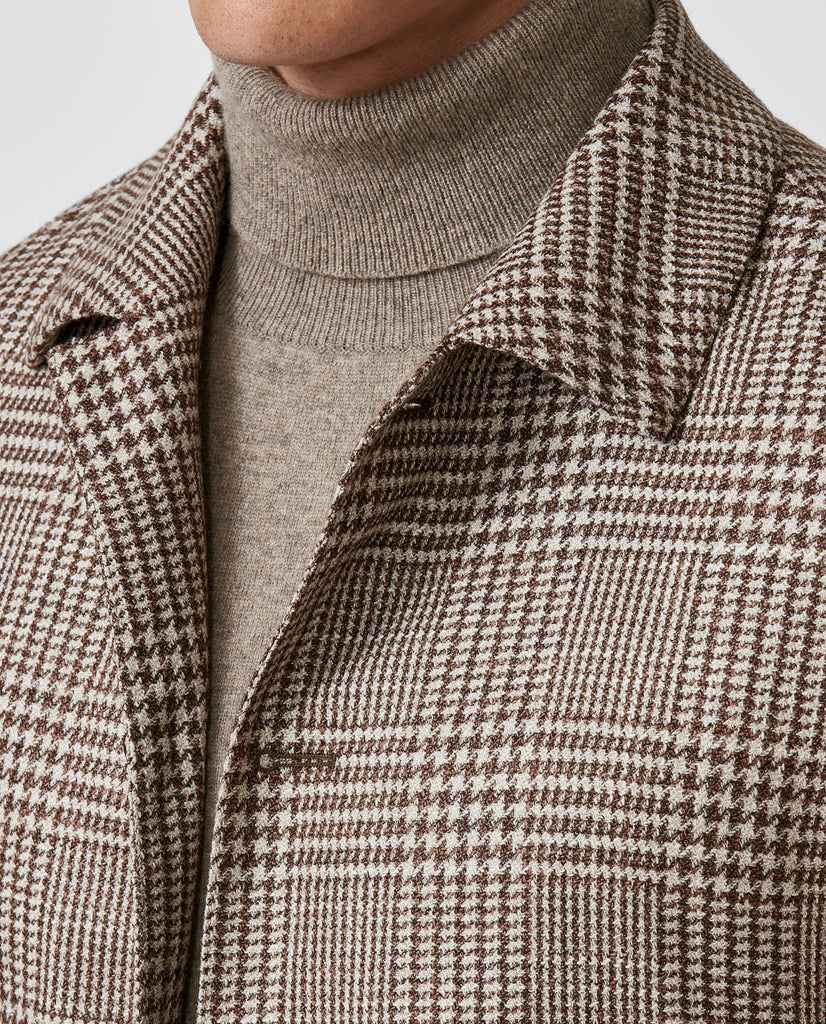 Cerruti Beige Brown Wool & Silk with Glencheck