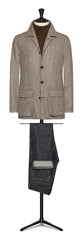 Cerruti Beige & Brown Wool & Silk with Glencheck