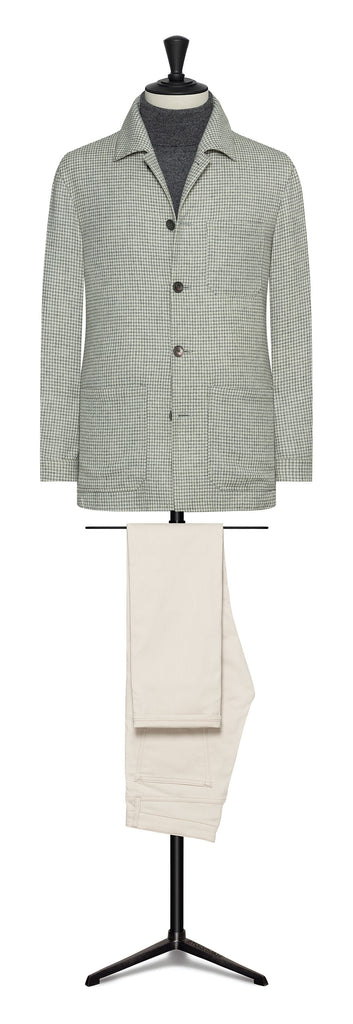 E. Thomas Smoke Grey Wool & Cashmere Houndstooth