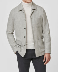 E. Thomas Smoke Grey Wool & Cashmere Houndstooth