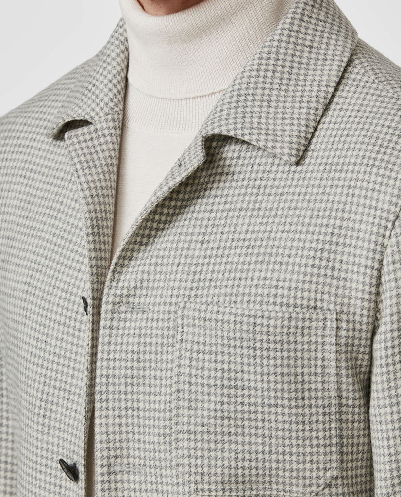 E. Thomas Smoke Grey Wool & Cashmere Houndstooth