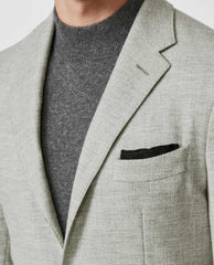 Carlo Barbera Light Grey Mélange Stretch Wool, Silk & Cotton Blend