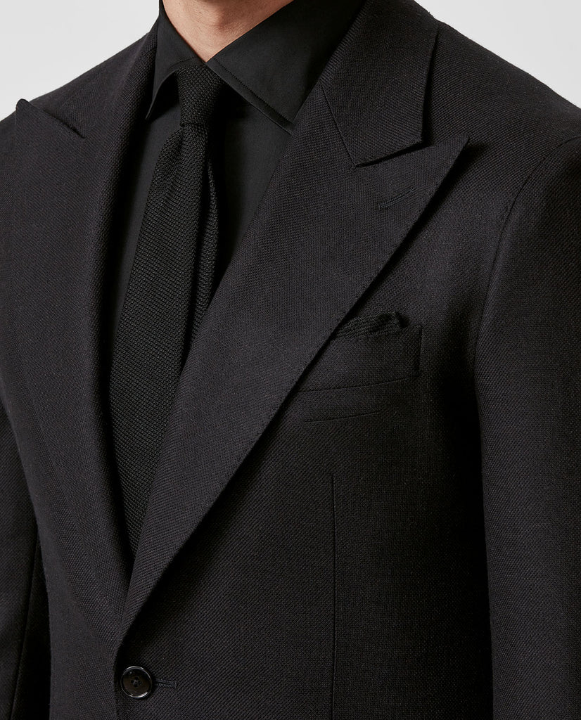 Di Pray Black Silk & Wool Basketweave