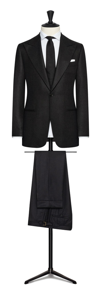 Trousers Barberis Canonico Black Flannel S120 Merino Wool with Natural Stretch