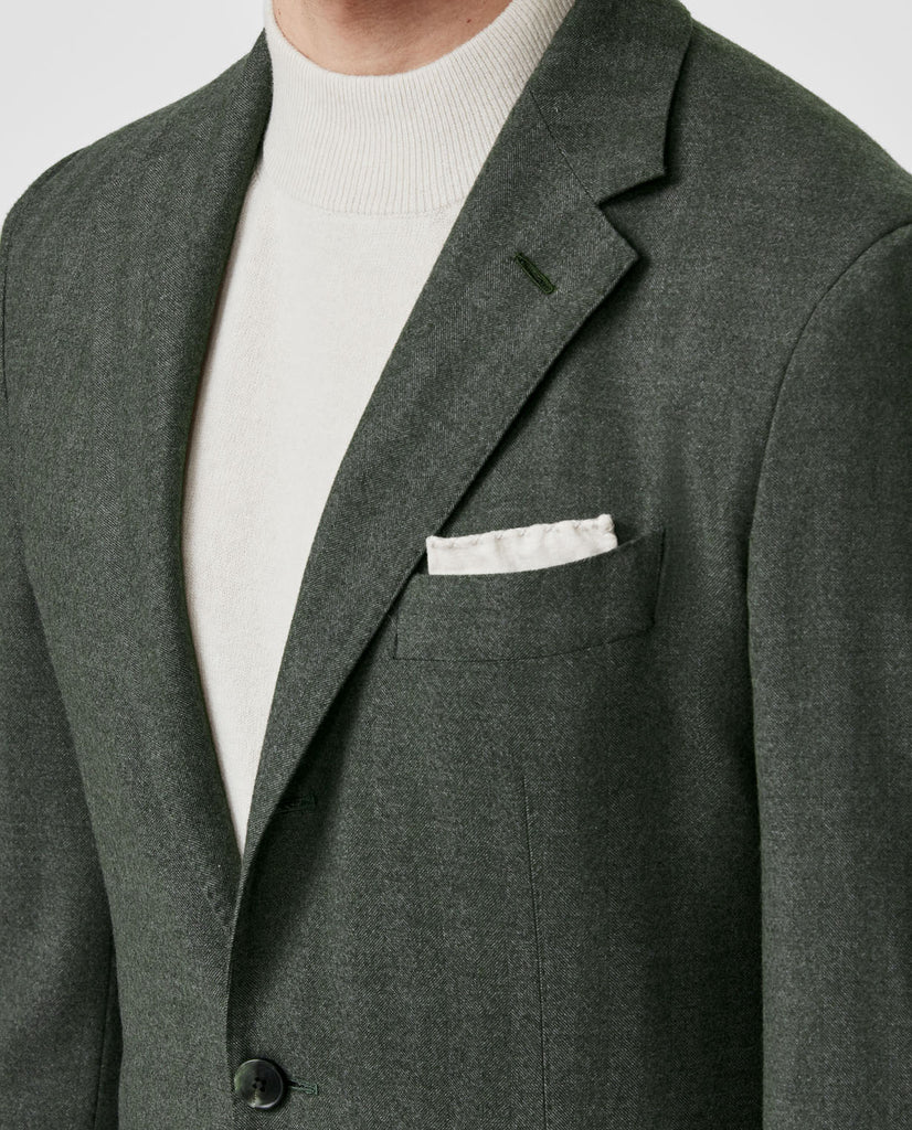 Drago Sage Green S180 Luxury Wool & Silk Flannel Herringbone