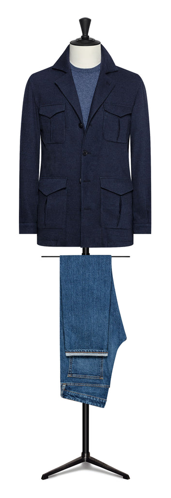 Cariaggi Denim Blue Pure Cashmere