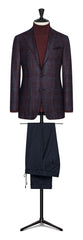 Loro Piana Grape Wool, Silk & Cashmere with Sky Blue Overcheck
