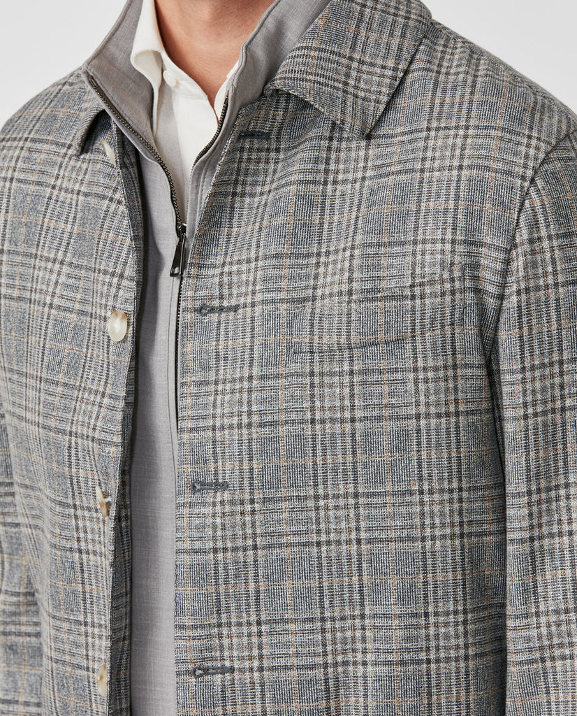 Di Pray Grey Silk & Wool Check with Copper Overcheck