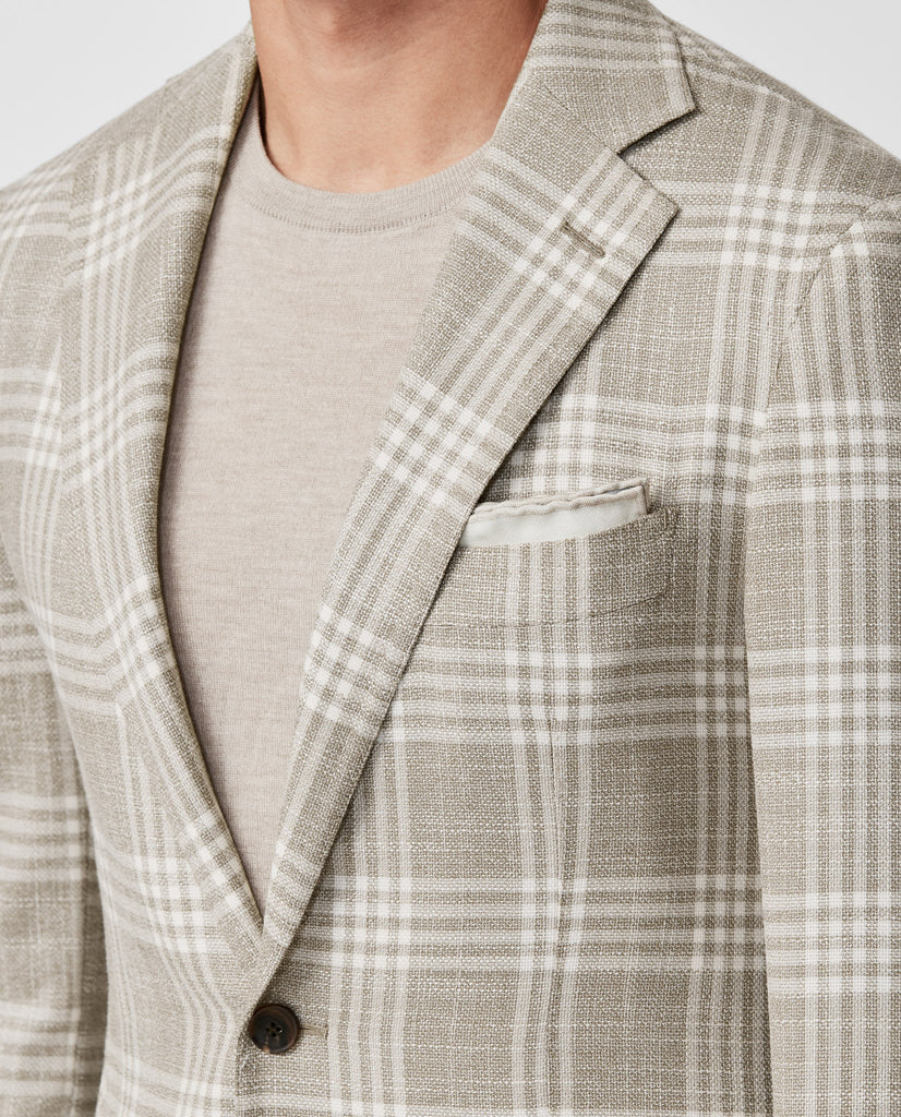 Cerruti Beige Wool & Silk With Ivory Check