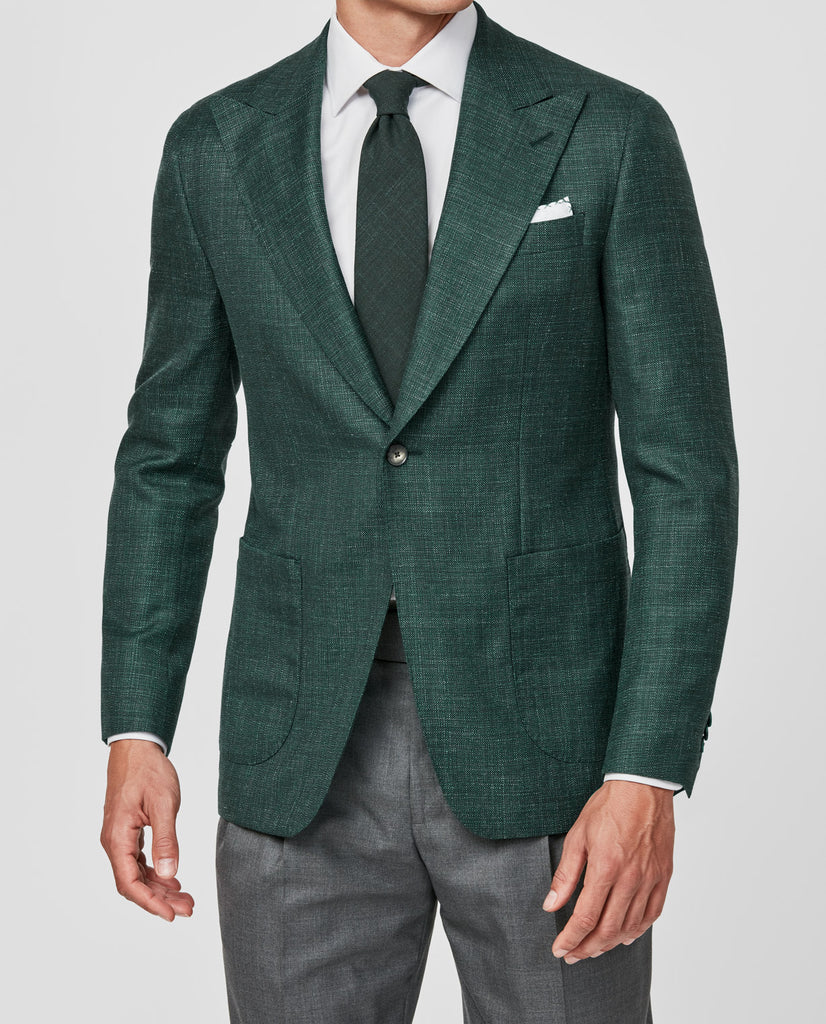 Loro Piana SUMMERTIME Bottle Green Wool, Silk & Linen Open Weave