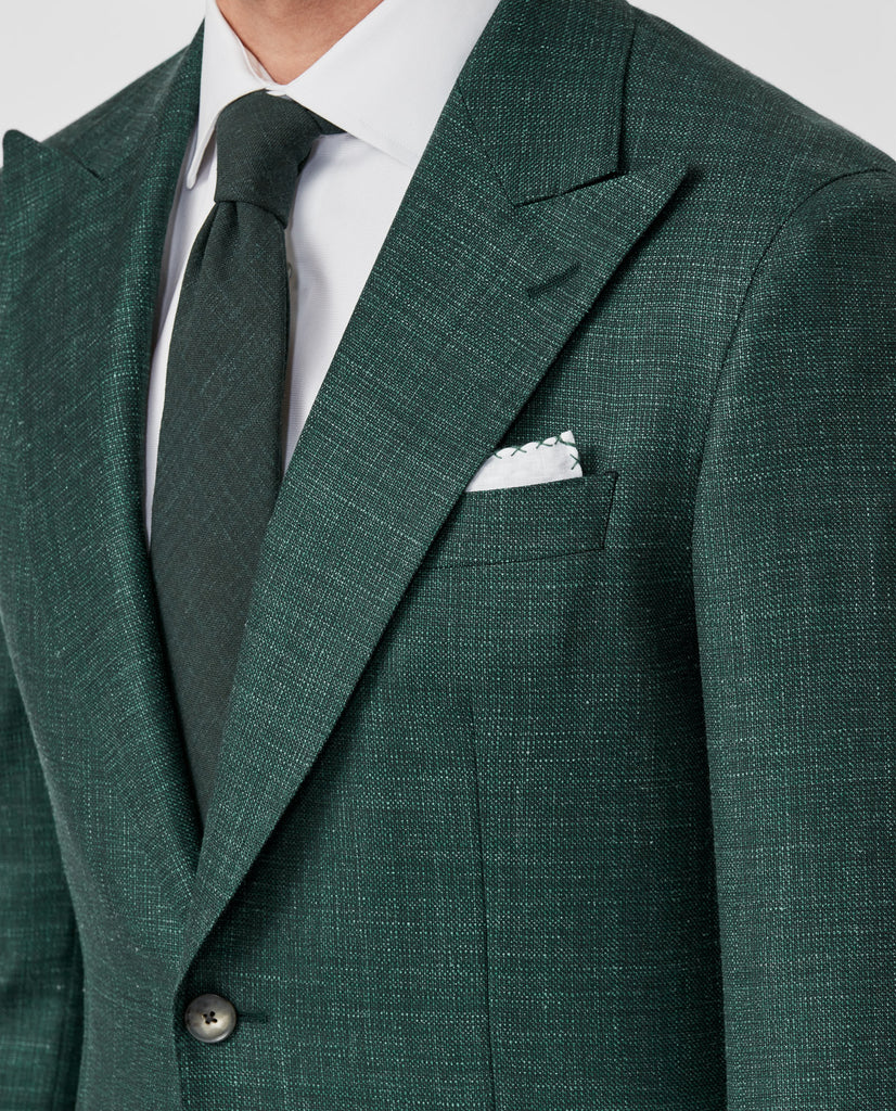 Loro Piana SUMMERTIME Bottle Green Wool, Silk & Linen Open Weave