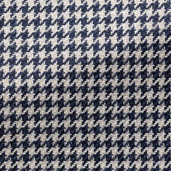Loro Piana SUMMERTIME Navy & Ivory Merino Wool, Silk & Linen Houndstooth
