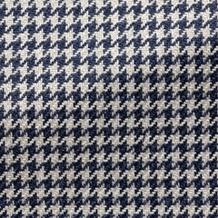 Loro Piana SUMMERTIME Navy & Ivory Merino Wool, Silk & Linen Houndstooth