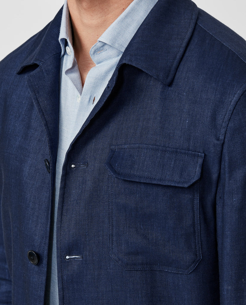 Zignone Indigo Stretch Wool & Linen with Denim Look
