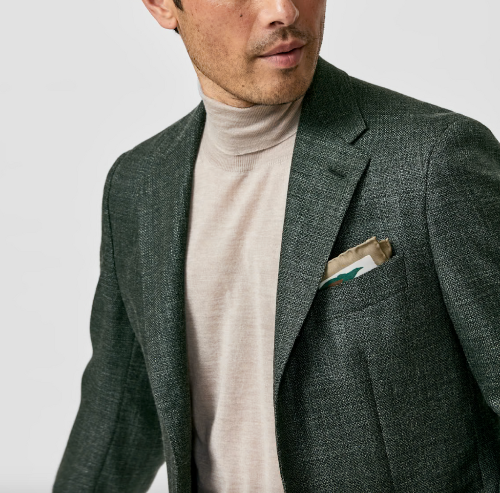 Cerruti Evergreen Merino Wool & Silk Basketweave