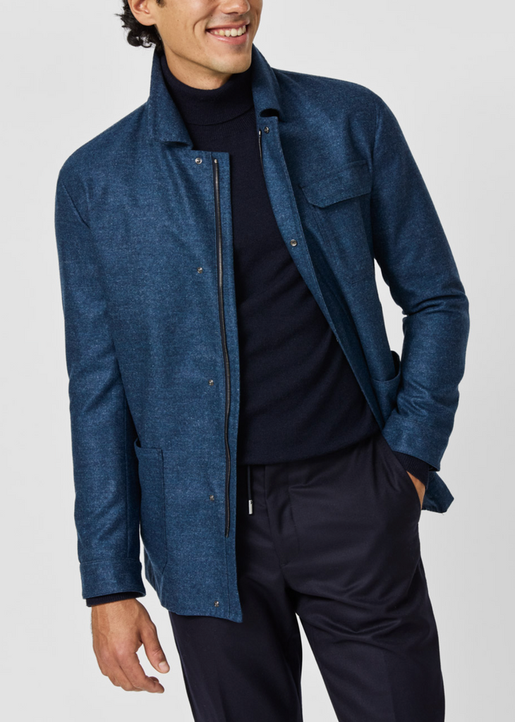 Loro Piana ZELANDER Harbour Blue S150 Merino Wool Flannel