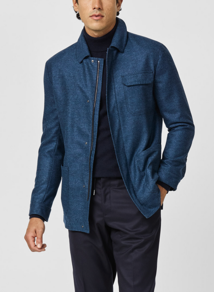 Loro Piana ZELANDER Harbour Blue S150 Merino Wool Flannel