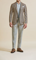 Loro Piana Tan Wool Cashmere Glencheck With Light Blue Overcheck Inspiration