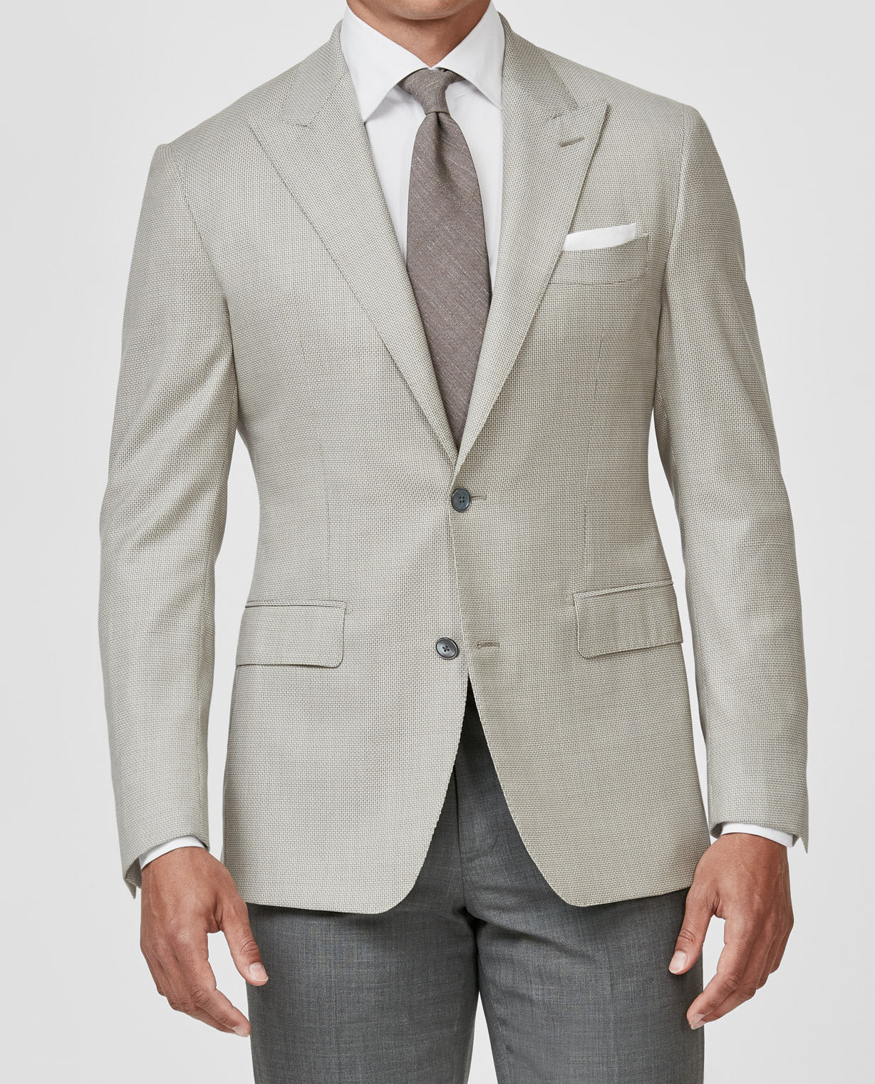 Loro Piana AUSTRALIS Taupe S150 Wool with Ivory Micro Design