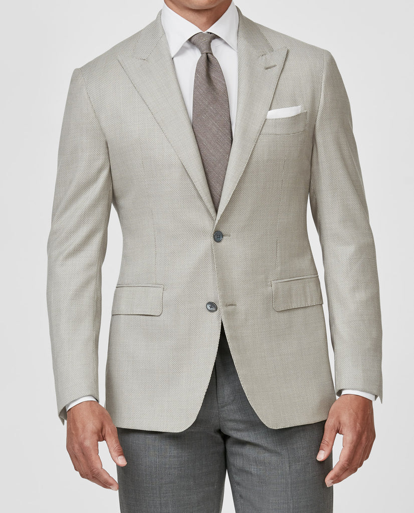 Loro Piana AUSTRALIS Taupe S150 Wool with Ivory Micro Design