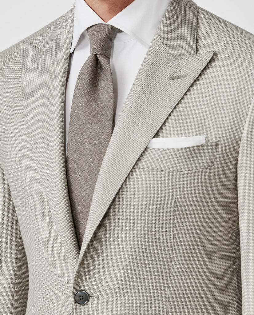 Loro Piana AUSTRALIS Taupe S150 Wool with Ivory Micro Design