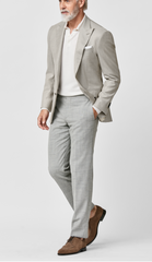 Loro Piana AUSTRALIS Taupe S150 Wool with Ivory Micro Design