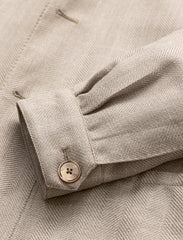 Di Pray Light Beige Wool & Silk Linen Herringbone