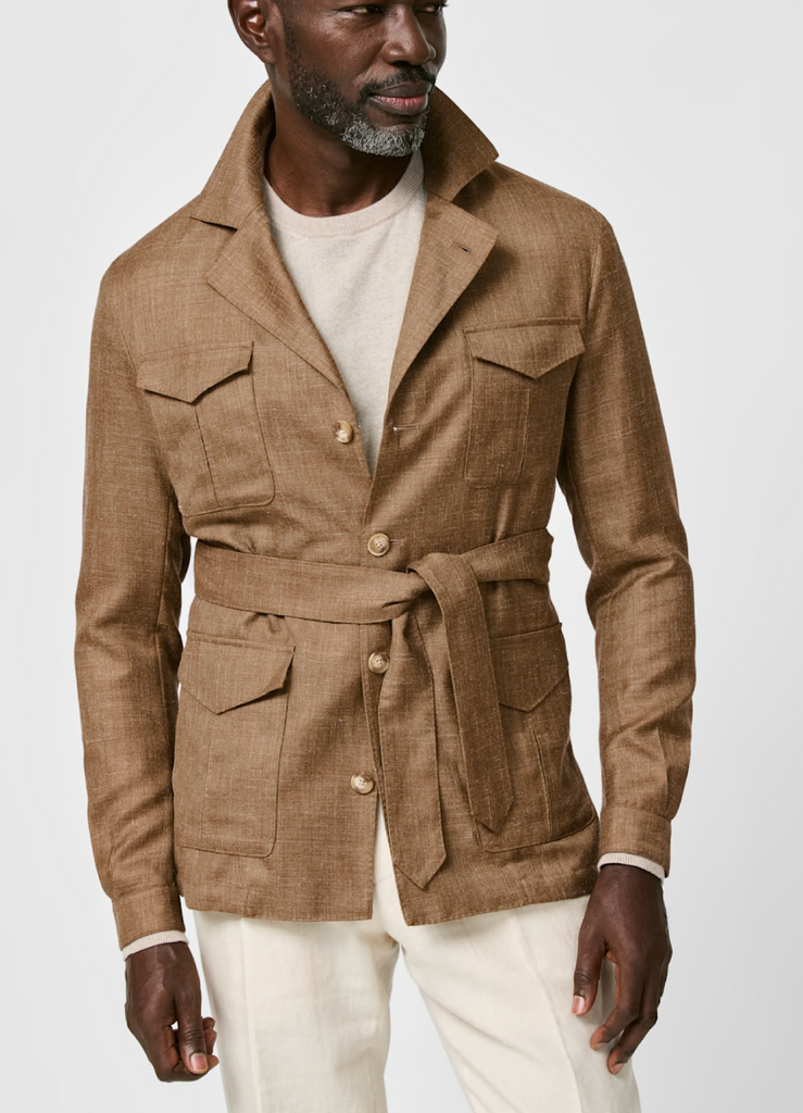 Di Pray Caramel Wool, Silk & Linen Twill