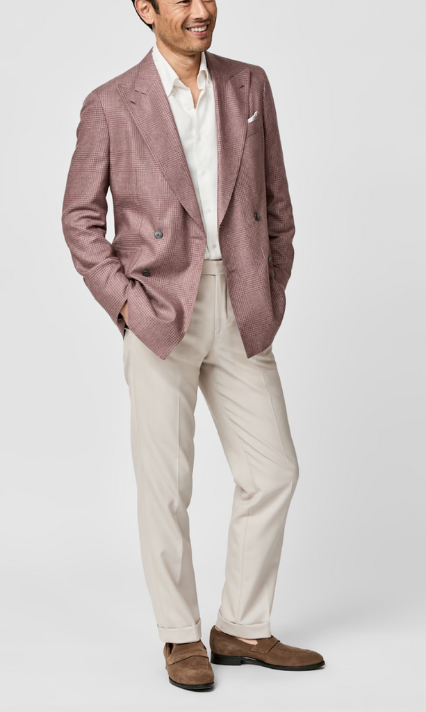 Di Pray Mauve & Light Pink Pure Silk Glencheck