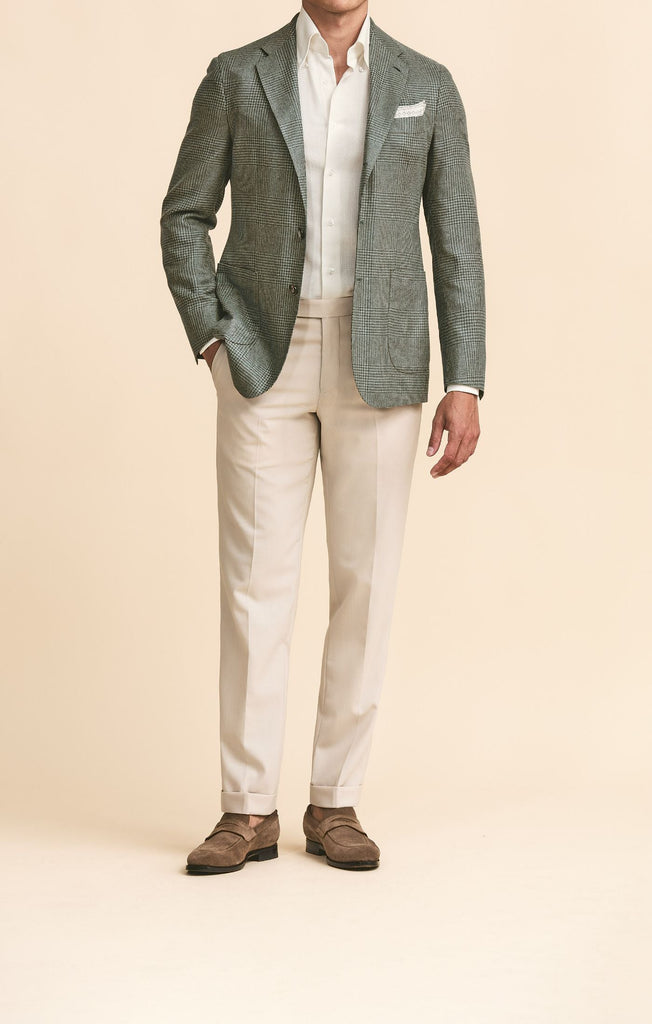 Di Pray Sage & Light Green Pure Silk Glencheck