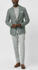 Di Pray Sage & Light Green Pure Silk Glencheck