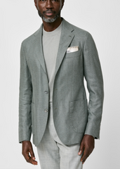 Di Pray Sage & Light Green Pure Silk Glencheck