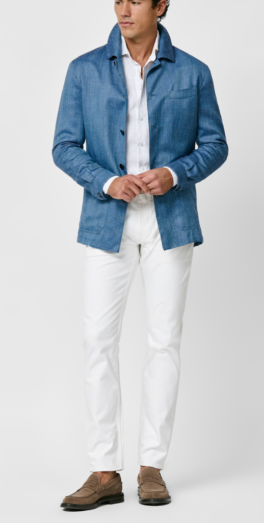 Di Pray Cobalt Wool, Silk & Linen Herringbone