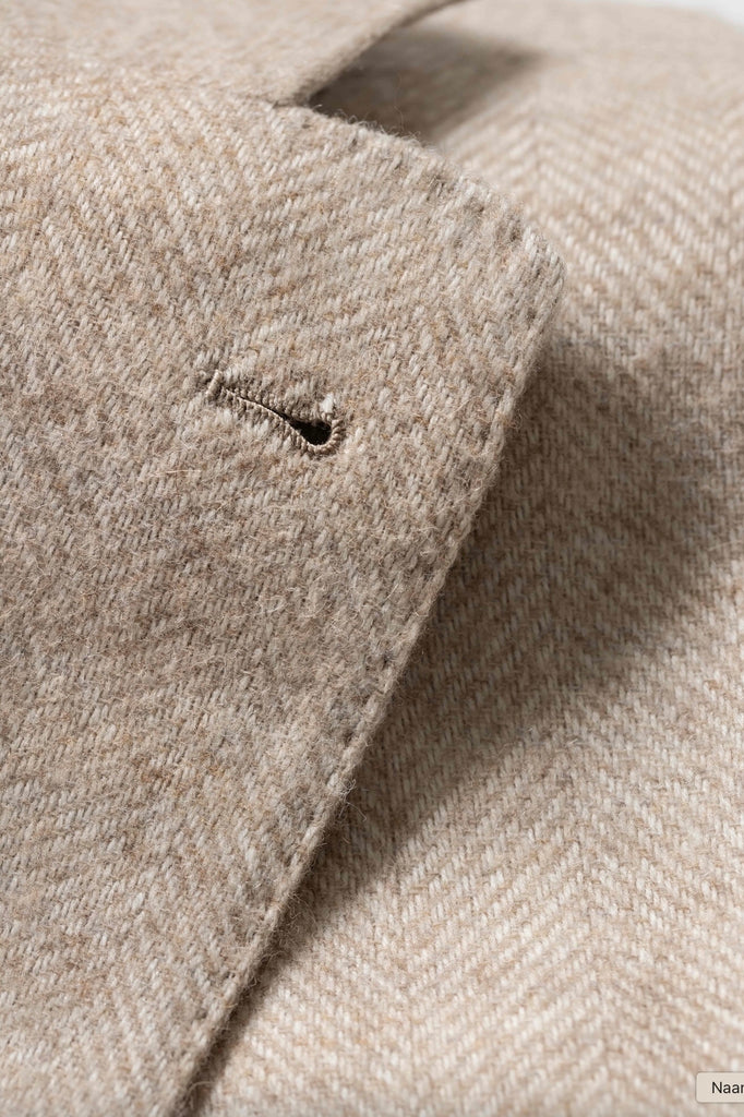 Ferla Ivory & Cream Merino Wool & Baby Alpaca Herringbone