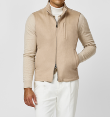 Vest / Bodywarmer BACTRIAN Warm Sand Brushed Pure Baby Camel Plain Weave