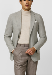 Loro Piana JERSELY Light Grey & Taupe Stretch Merino Wool Coarse Twill