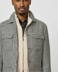 Ferla Jade Green & Bone Merino Wool, Baby Alpaca & Linen Houndstooth