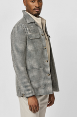 Ferla Jade Green & Bone Merino Wool, Baby Alpaca & Linen Houndstooth