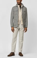 Ferla Jade Green & Bone Merino Wool, Baby Alpaca & Linen Houndstooth