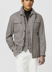 Loro Piana WISH Sand & Coffee Brown Wool & Cashmere Houndstooth