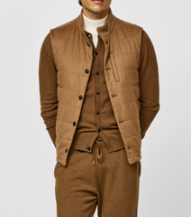 Vest / Bodywarmer BACTRIAN Cinnamon Brushed Pure Baby Camel Plain Weave