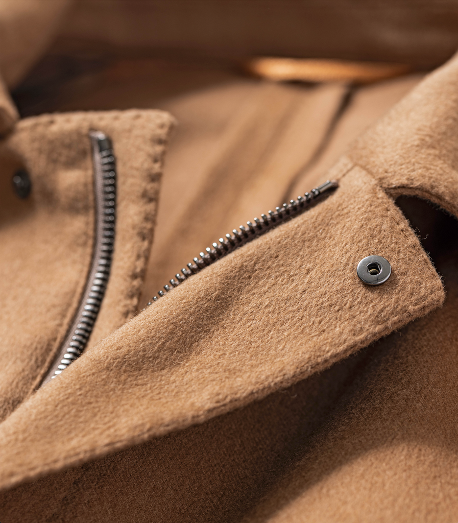Vest / Bodywarmer BACTRIAN Cinnamon Brushed Pure Baby Camel Plain Weave